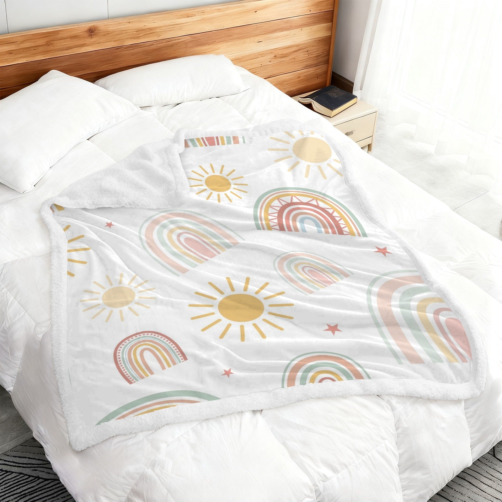 Pastel Rainbows - Double-Layer Fleece Blanket 51"x59"