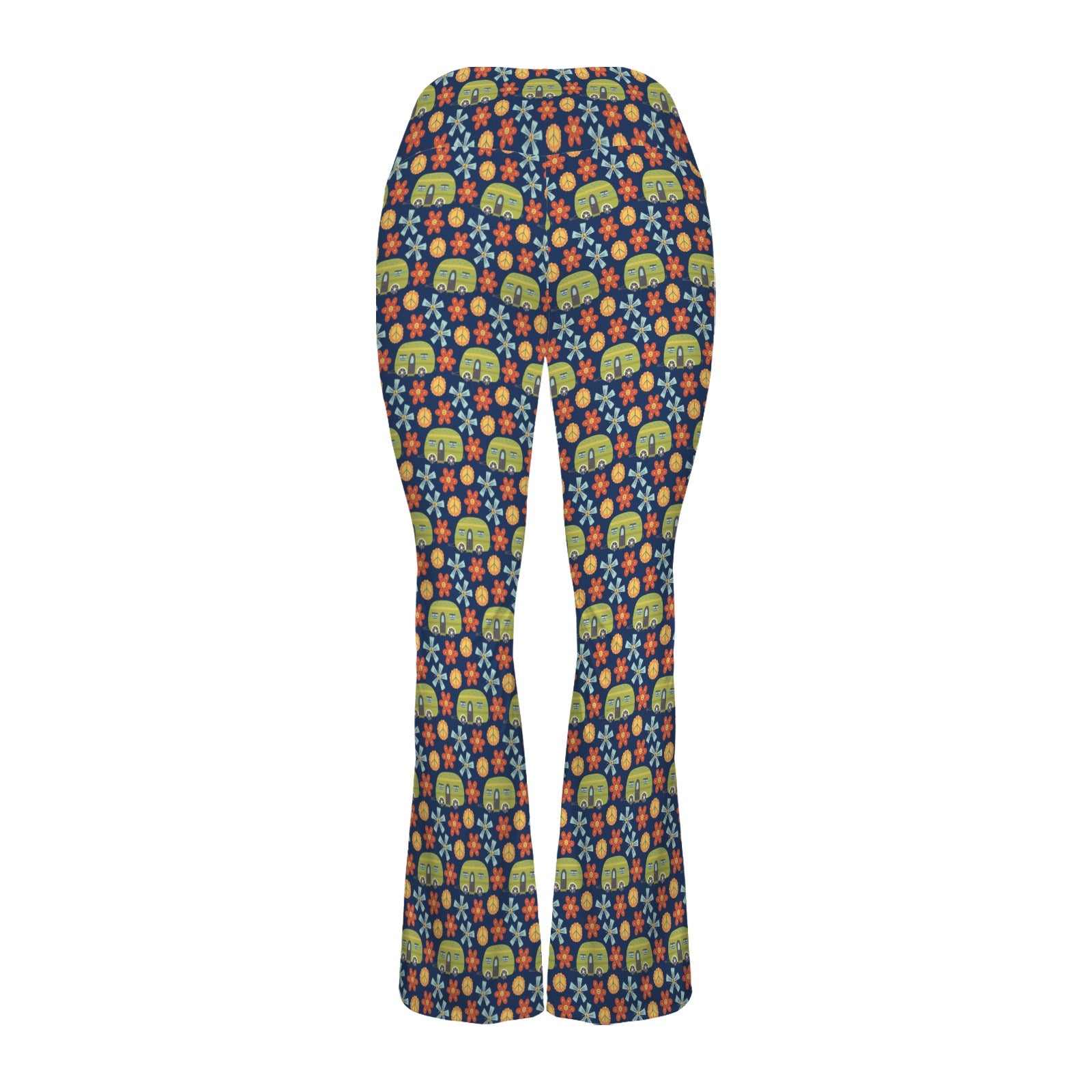 Hippie Caravan High Waist Crossover Tummy Control Flare Leggings High Waist Flare Leggings Printed Offshore Retro