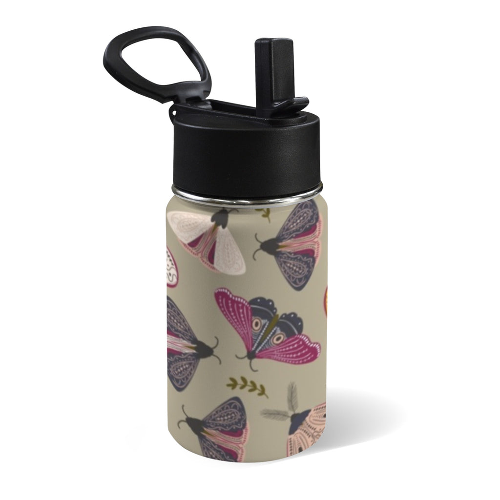 Pretty Moths 12oz Kids Water Bottle with Straw Lid