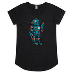 Robot - Womens Scoop Neck T-Shirt Black Womens Scoop Neck T-shirt Printed In Australia Sci Fi