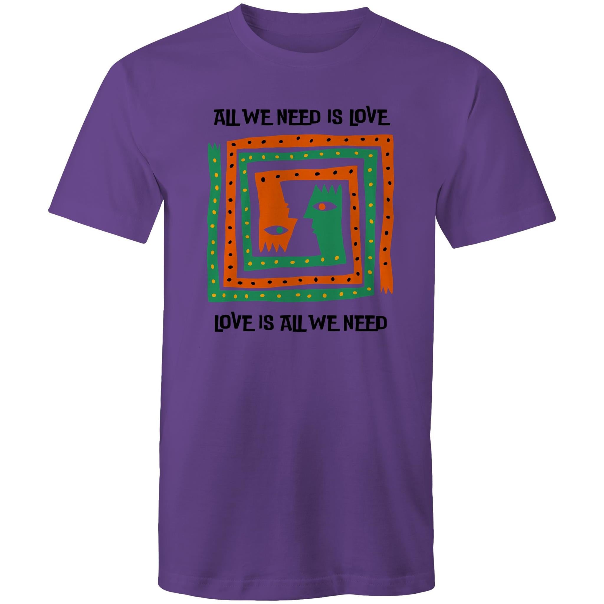 Love Is All We Need - Mens T-Shirt Purple Mens T-shirt Love Printed In Australia