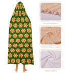 Yellow Flowers On Green Kids Hooded Blanket 100cm x 130cm