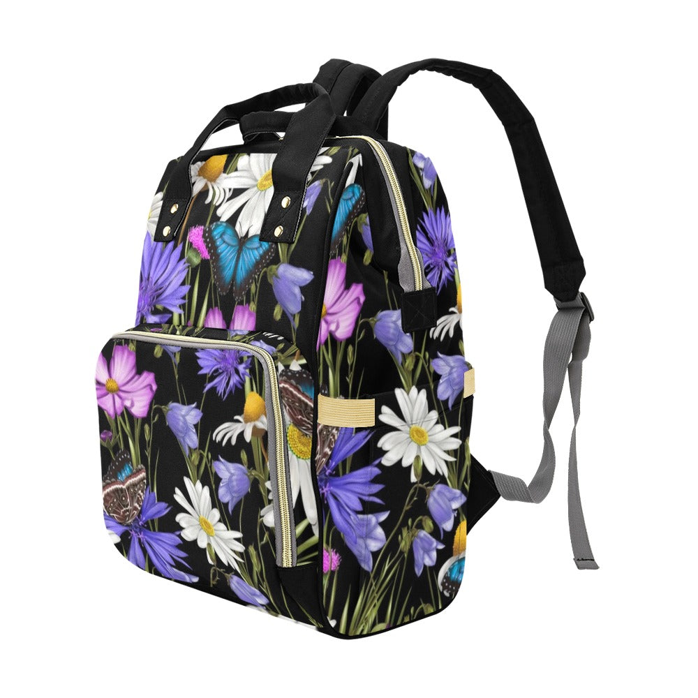 Butterfly Flowers - Multi-Function Backpack, Nappy / Diaper Bag