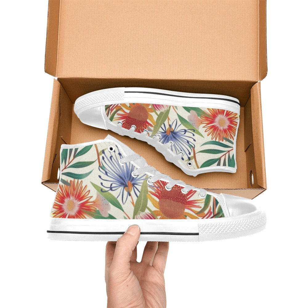 Australian Native Flowers - Women's High Top Canvas Shoes