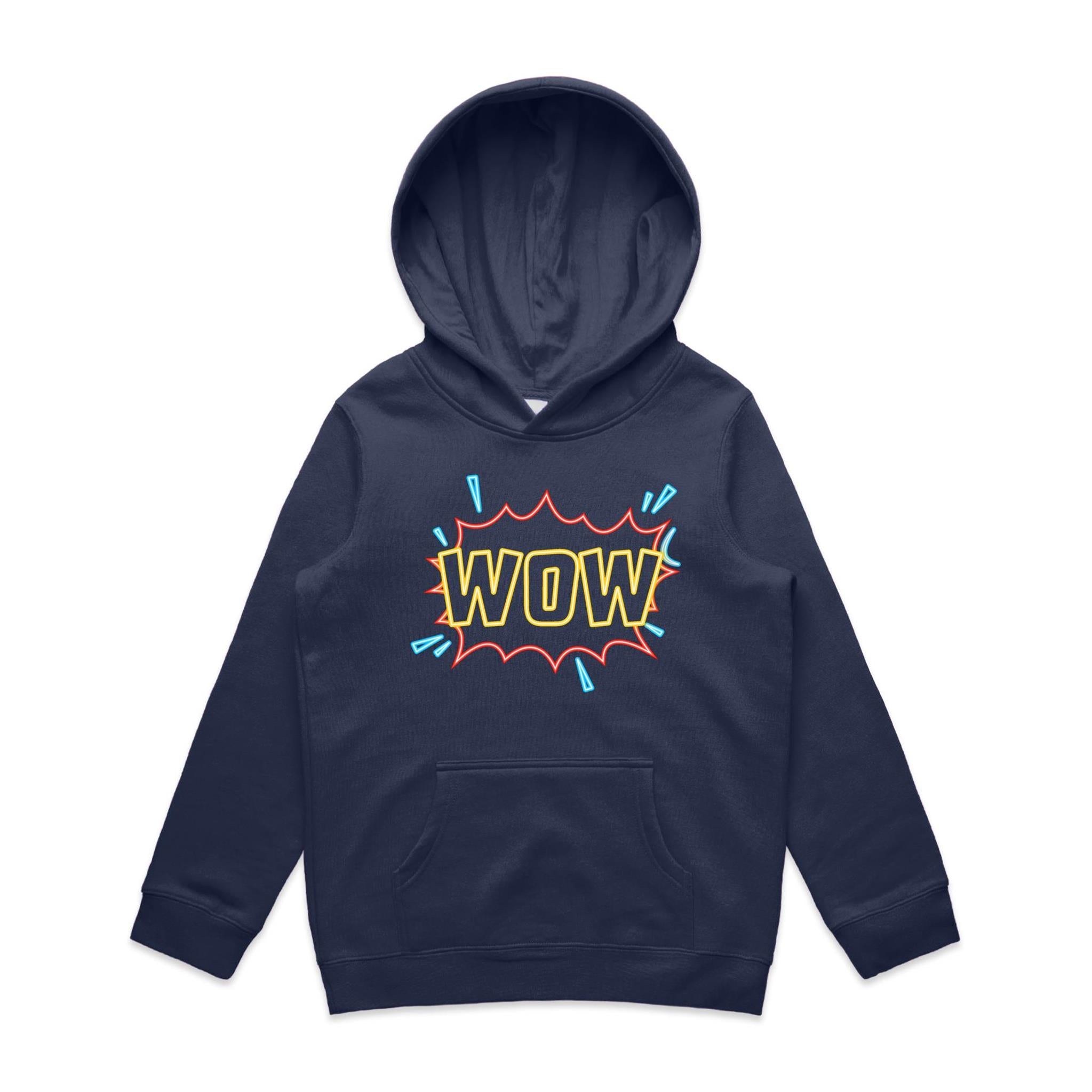 Wow - Kids Hoodie Midnight Blue Kids Hoodie Printed In Australia