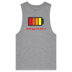 Energy To Burn - Tank Top Tee Grey Marle Drop Arm Tank Top Fitness Printed In Australia