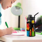 Colourful Cats - Kids Water Bottle with Chug Lid (12 oz) Kids Water Bottle with Chug Lid animal Printed Offshore