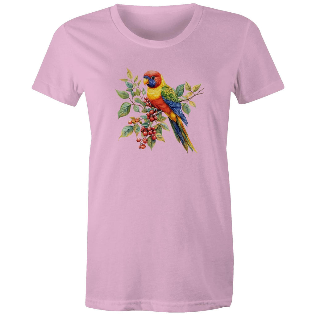 Lorikeet, Australian Birds - Womens T-shirt Pink Womens T-shirt animal Printed In Australia