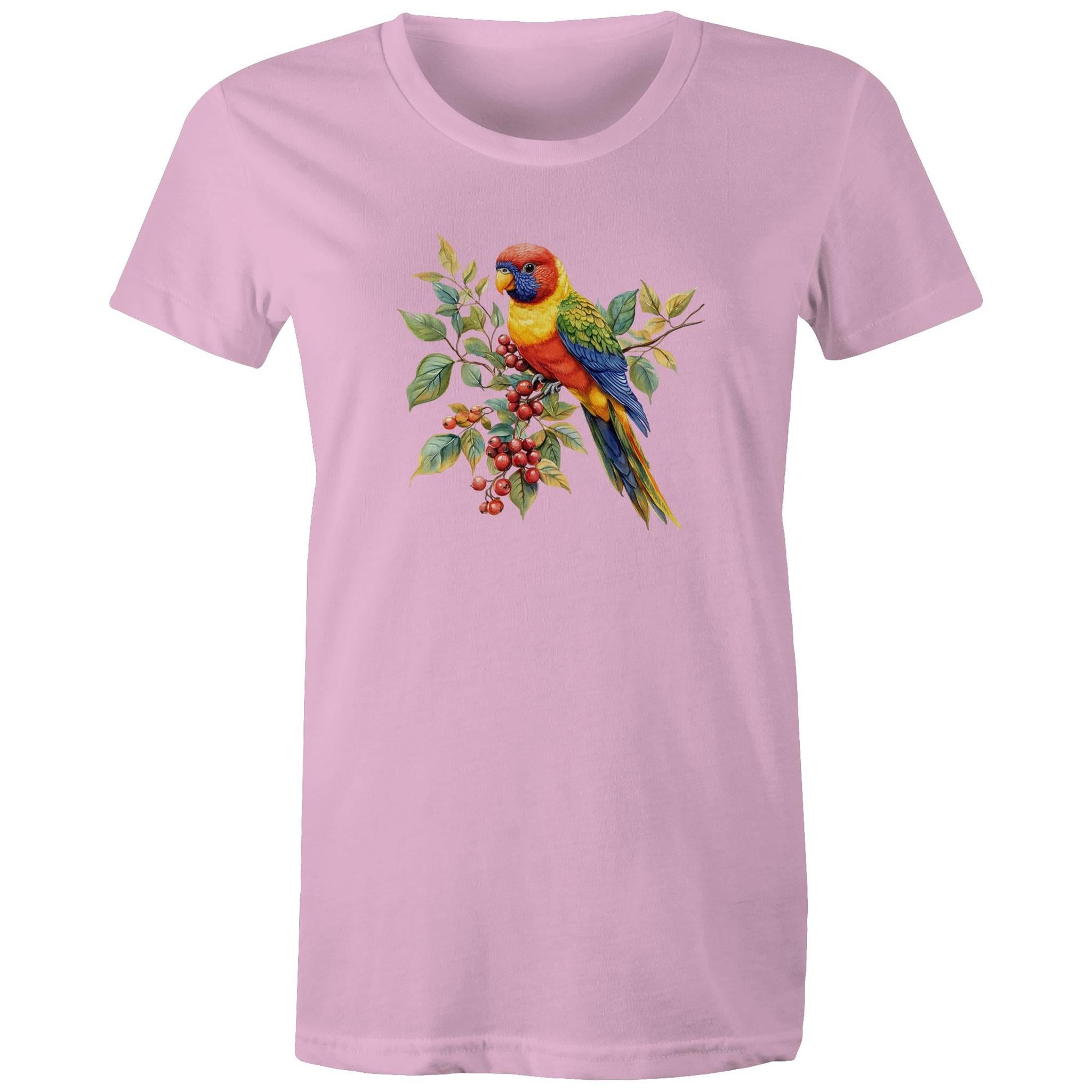 Lorikeet, Australian Birds - Womens T-shirt Pink Womens T-shirt animal Printed In Australia