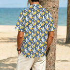 Lemon Seagull Men's Crinkle Hawaiian Shirt