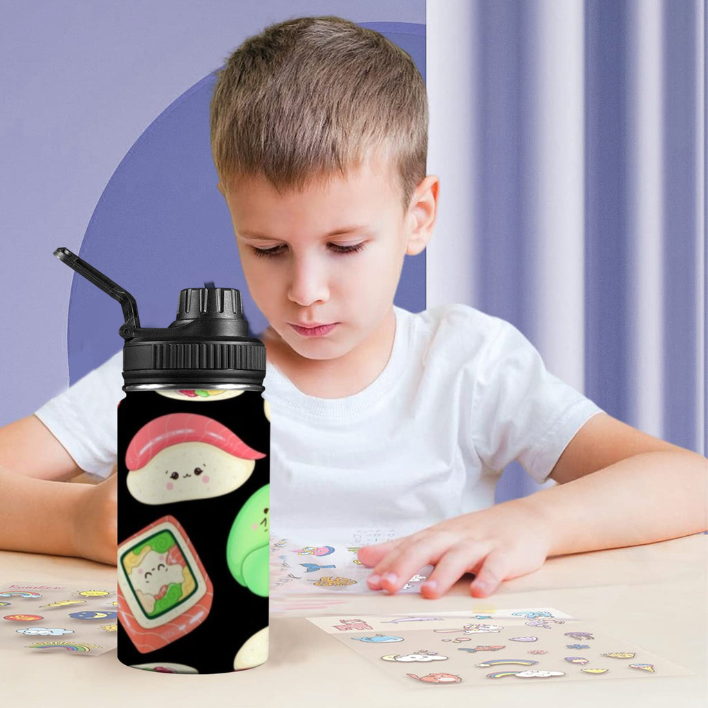 Happy Sushi - Kids Water Bottle with Chug Lid (12 oz) Kids Water Bottle with Chug Lid Food Printed Offshore