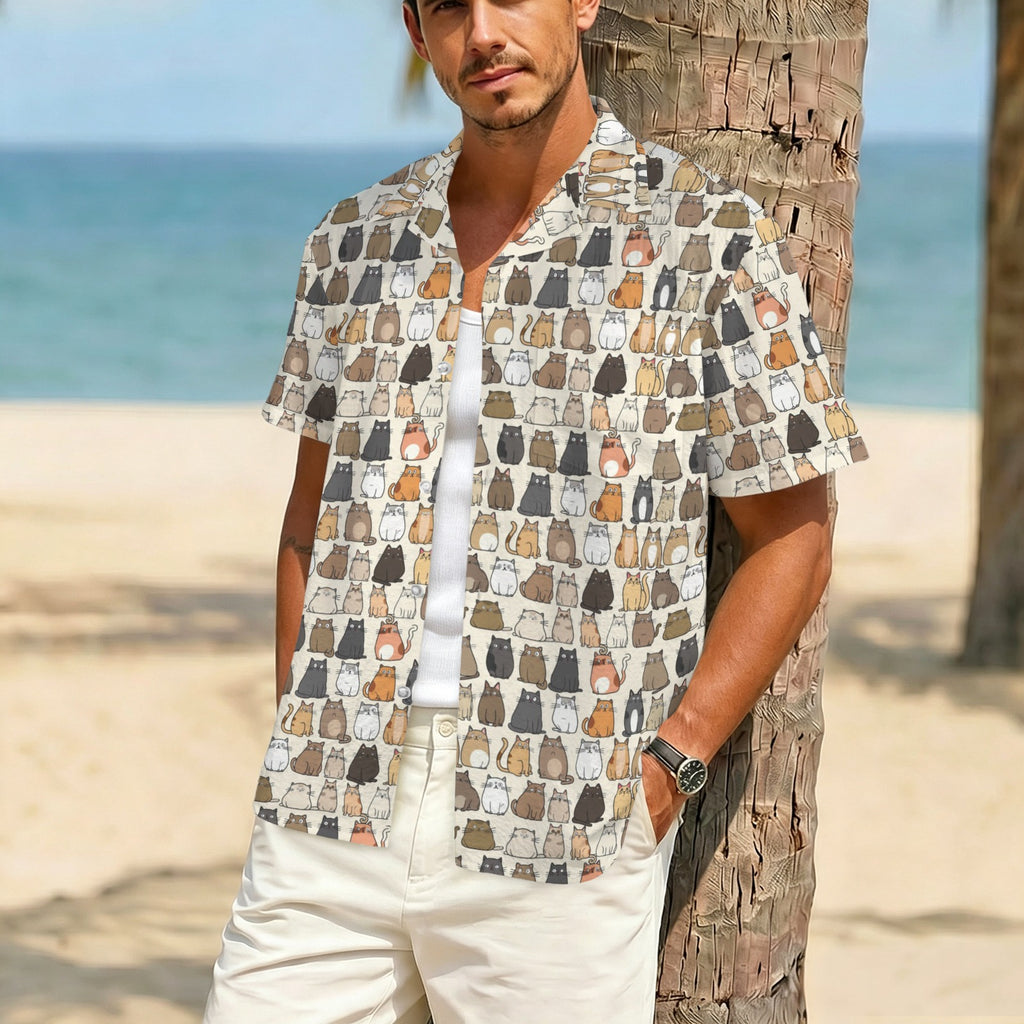 Lots Of Cats Men's Crinkle Hawaiian Shirt