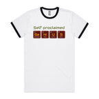 Self Proclaimed Genius, Periodic Table - Staple Ringer Tee White Black Ringer T-Shirt Printed In Australia Science