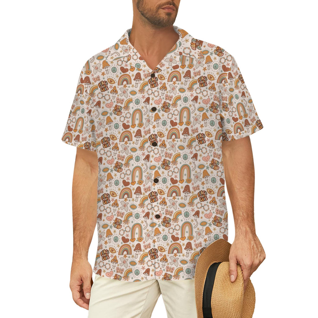 Peace And Love - Men's Short Sleeve Hawaiian Shirt
