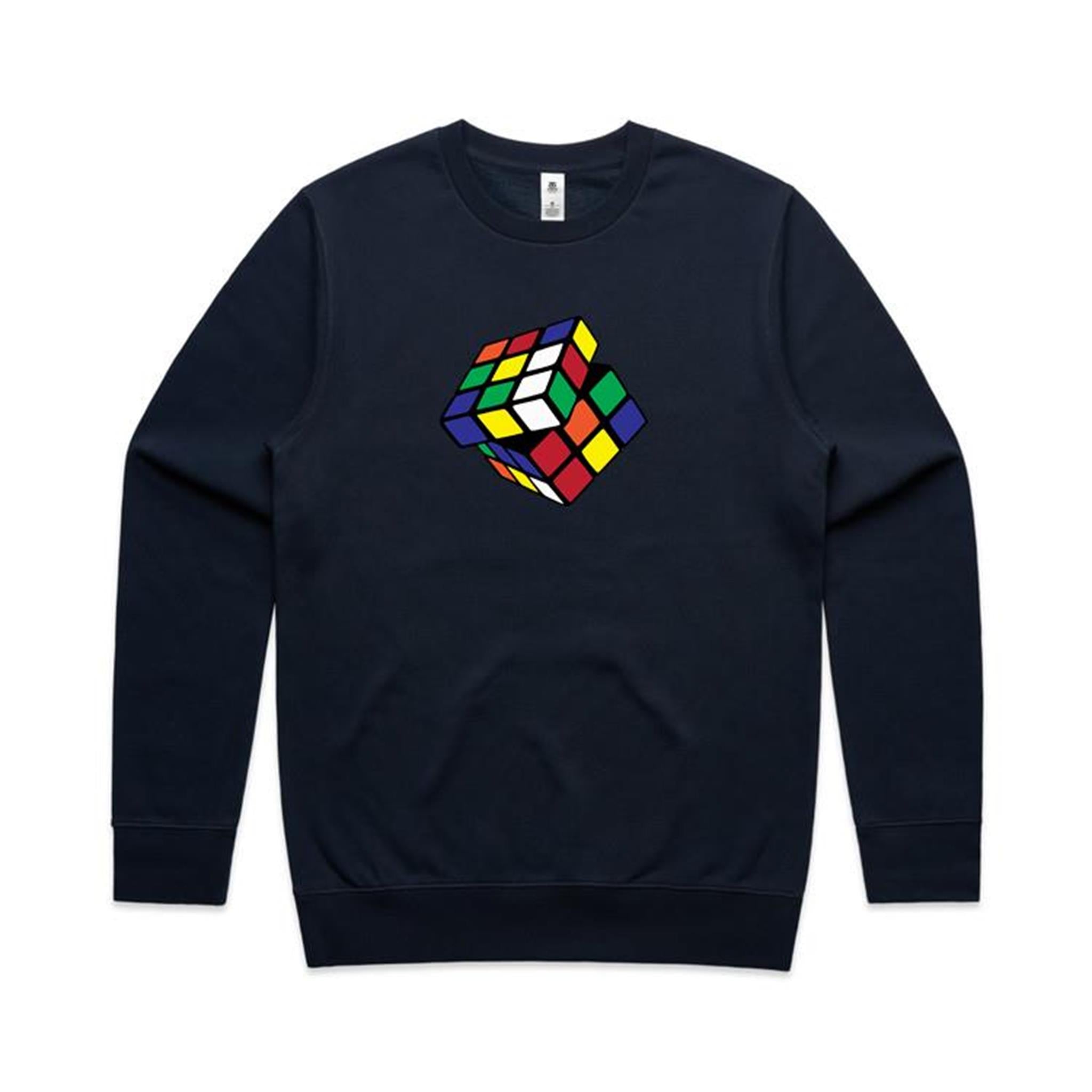 Cube - AS Colour Stencil Crew Navy Sweatshirt Games Printed In Australia