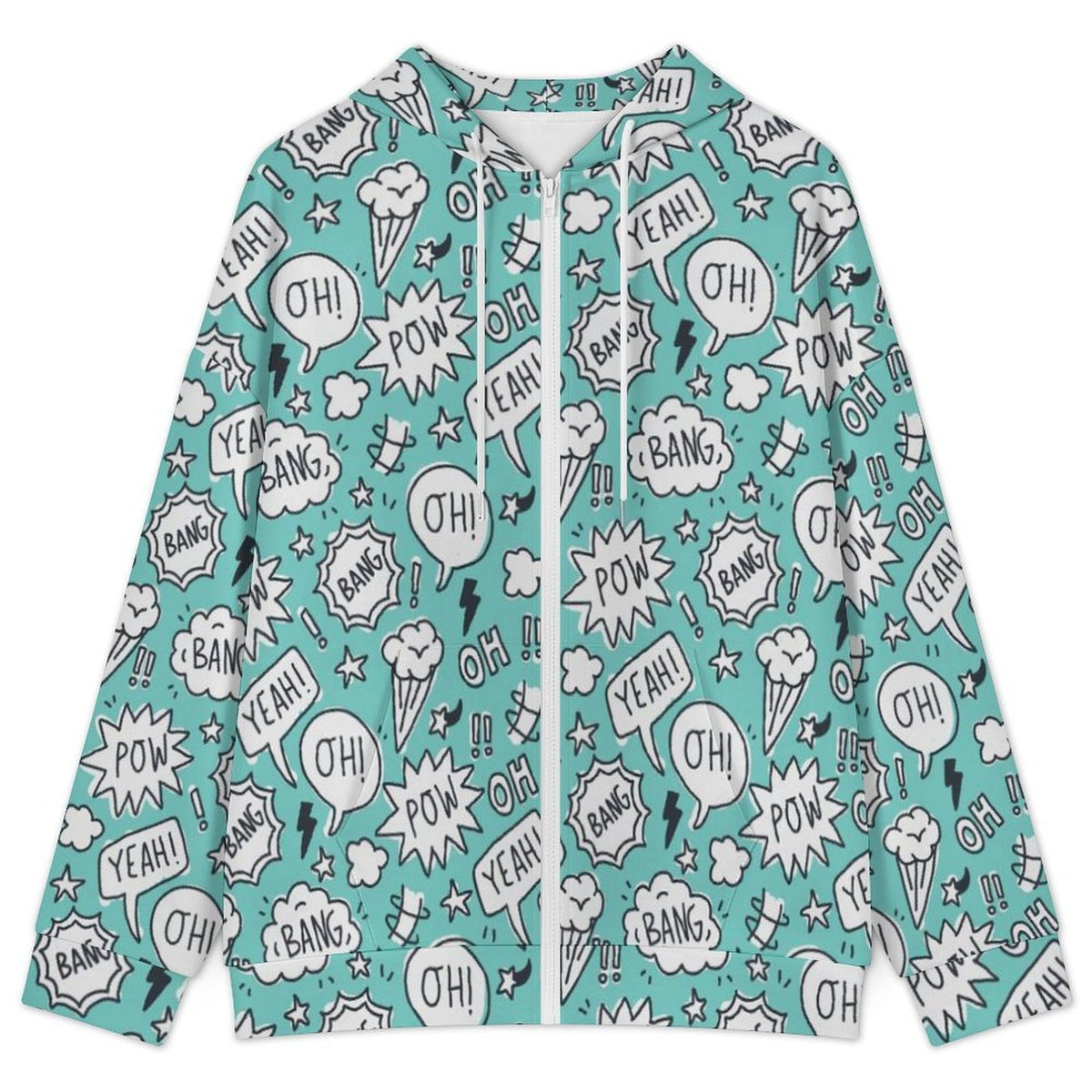 Comic Book Speech Bubbles Women's Full-Zip Hoodie