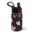 Pink Hearts 12oz Kids Water Bottle with Straw Lid