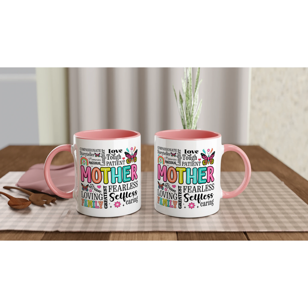 Mother Word Cloud - White 11oz Ceramic Mug with Colour Inside Colour 11oz Mug Globally Fulfilled Mum