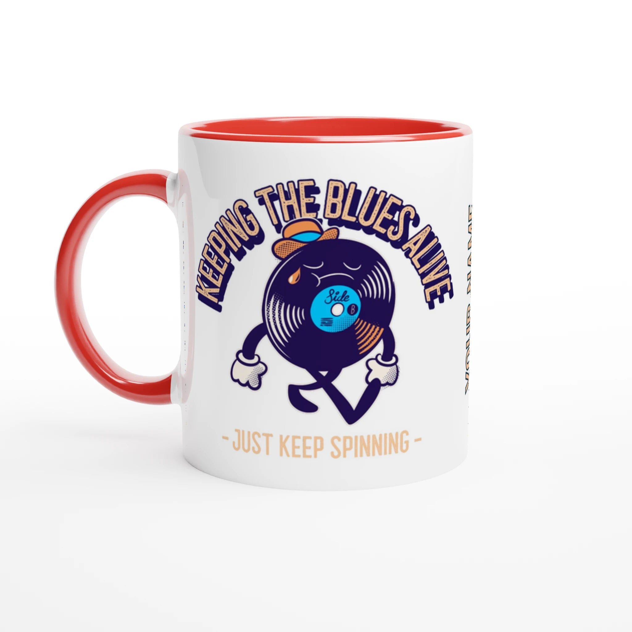 Personalise - Keeping The Blues Alive - White 11oz Ceramic Mug Ceramic Red Personalised Mug customise Globally Fulfilled Music personalise