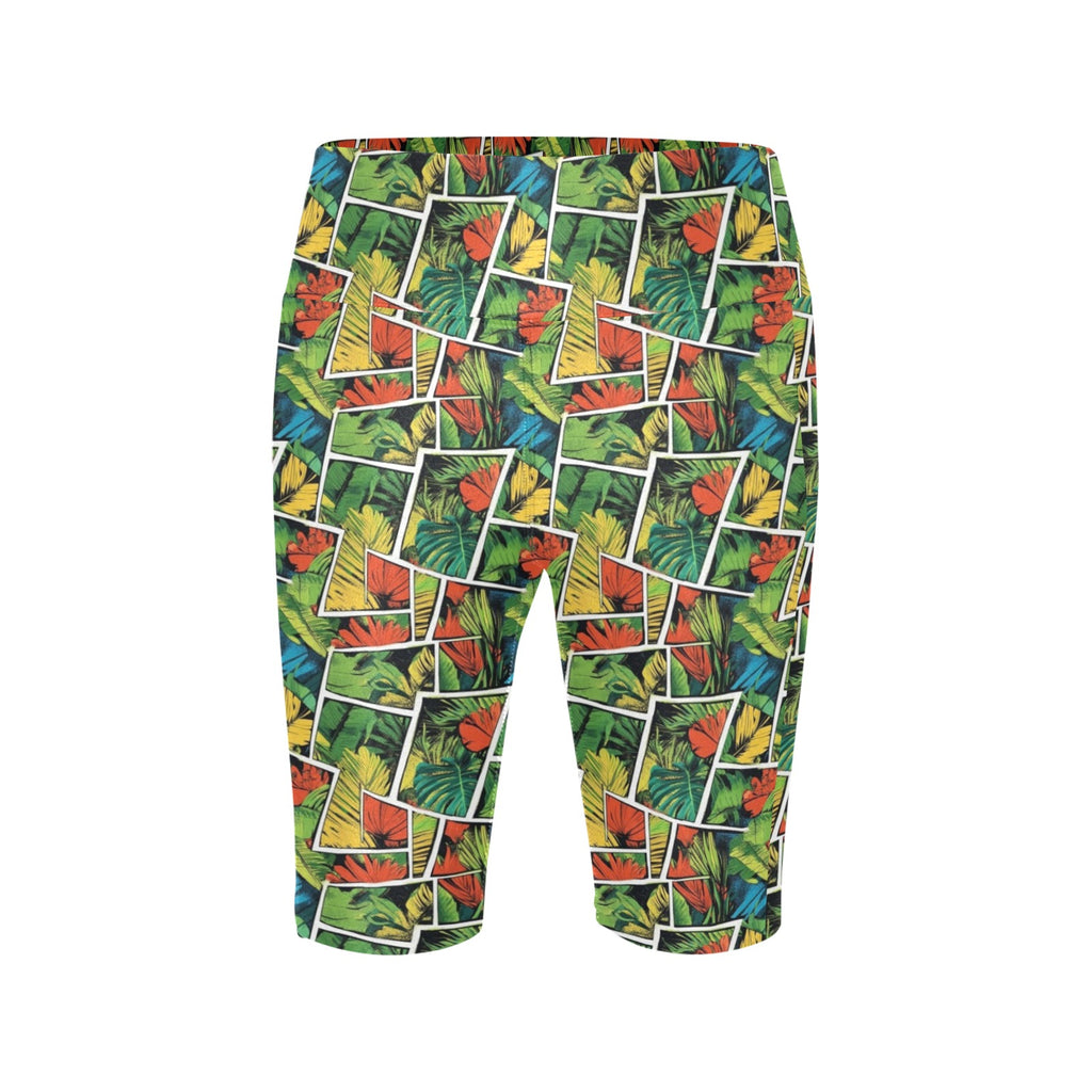 Tropical Comic Book Style Women's Bike Shorts With Side Pockets