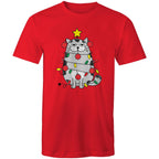 Christmas Cat - Mens T-Shirt Red Mens Christmas T-shirt Christmas Printed In Australia