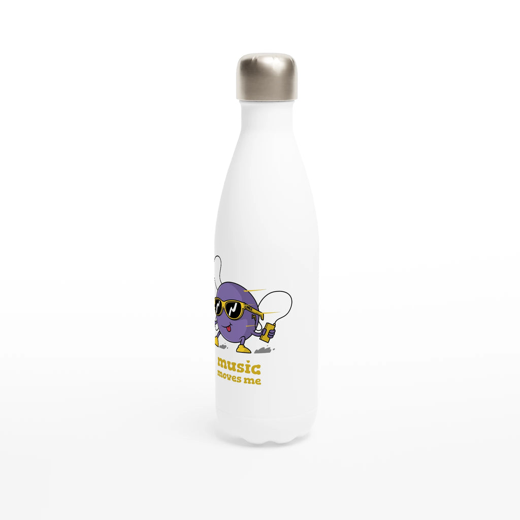 Music Moves Me - White 17oz Stainless Steel Water Bottle White Water Bottle Globally Fulfilled Music