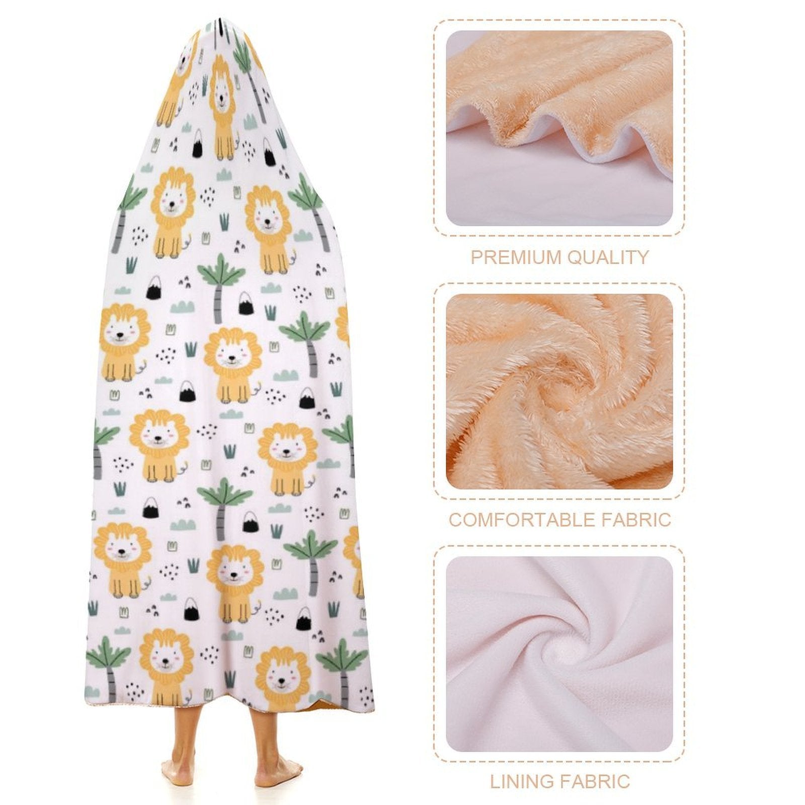 Lions Kids Hooded Blanket 100cm x 130cm