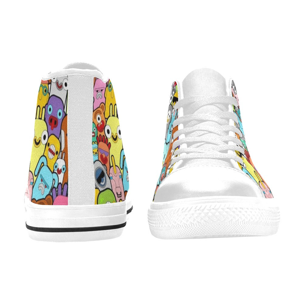 Happy Monsters - Kids' High Top Canvas Shoes Kids High Top Canvas Shoes Printed Offshore Sci Fi