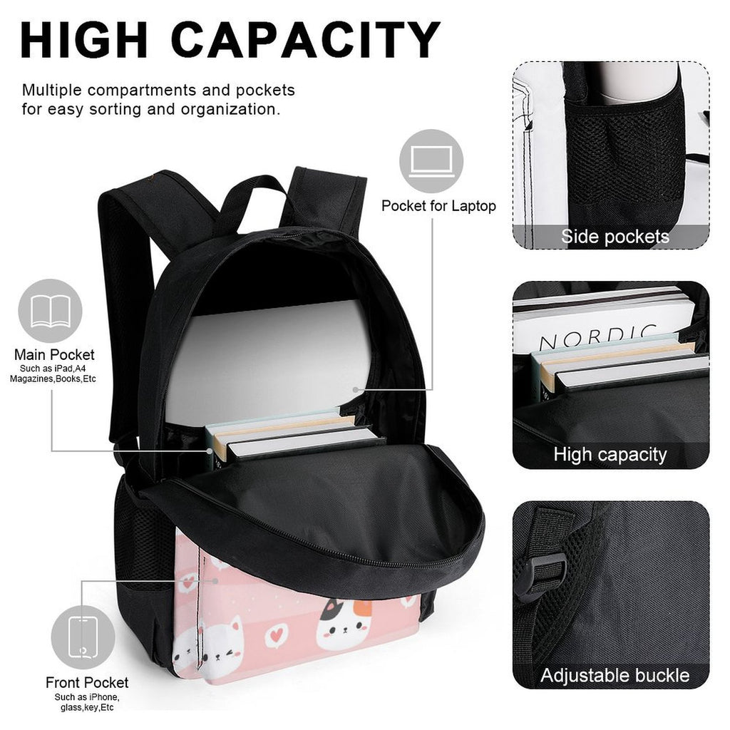 Pink Cats - Three Piece Backpack Set