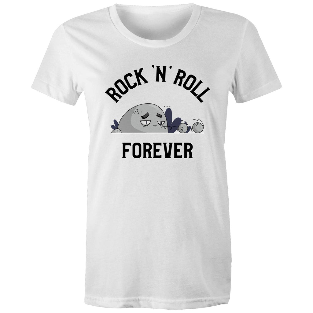 Rock And Roll Forever - Womens T-shirt White Womens T-shirt Music Printed In Australia