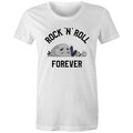 Rock And Roll Forever Women's AS Colour T-shirt White Womens T-shirt Music Printed In Australia