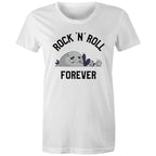Rock And Roll Forever - Womens T-shirt White Womens T-shirt Music Printed In Australia