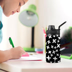 Black And White X's - Kids Water Bottle with Chug Lid (12 oz)
