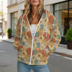 Vintage Retro Floral Women's Full-Zip Hoodie
