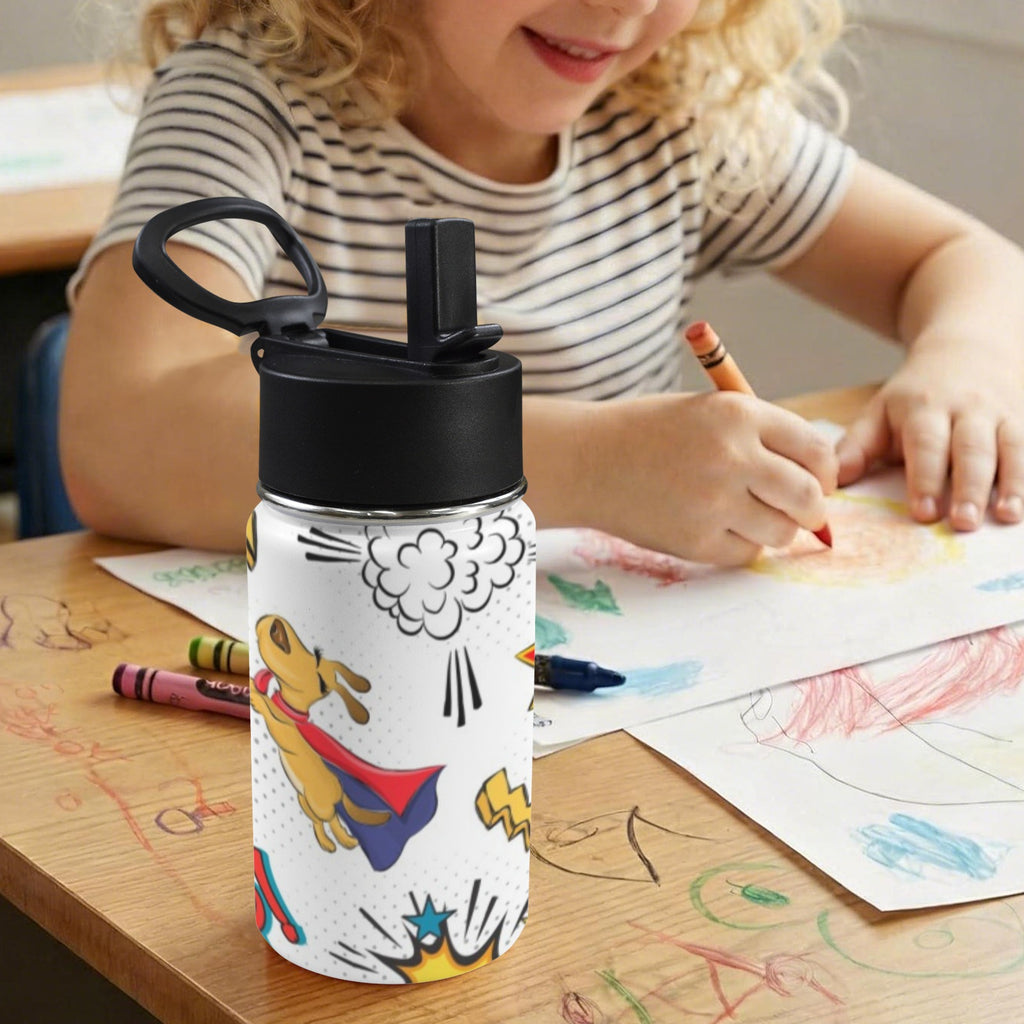 Super Dog 12oz Kids Water Bottle with Straw Lid