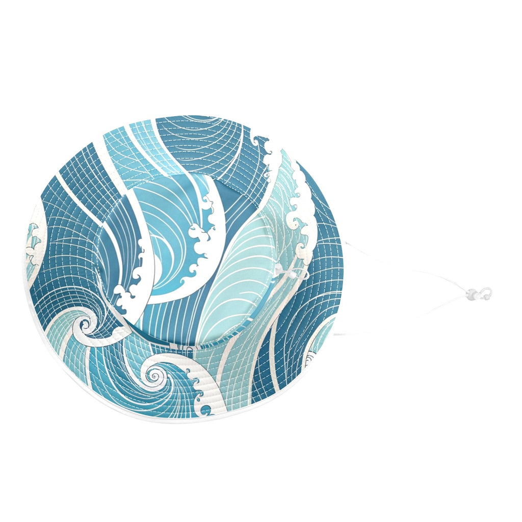 Ocean Waves Wide Brim Bucket Hat Wide Brim Bucket Hat Ocean Printed Offshore Surf