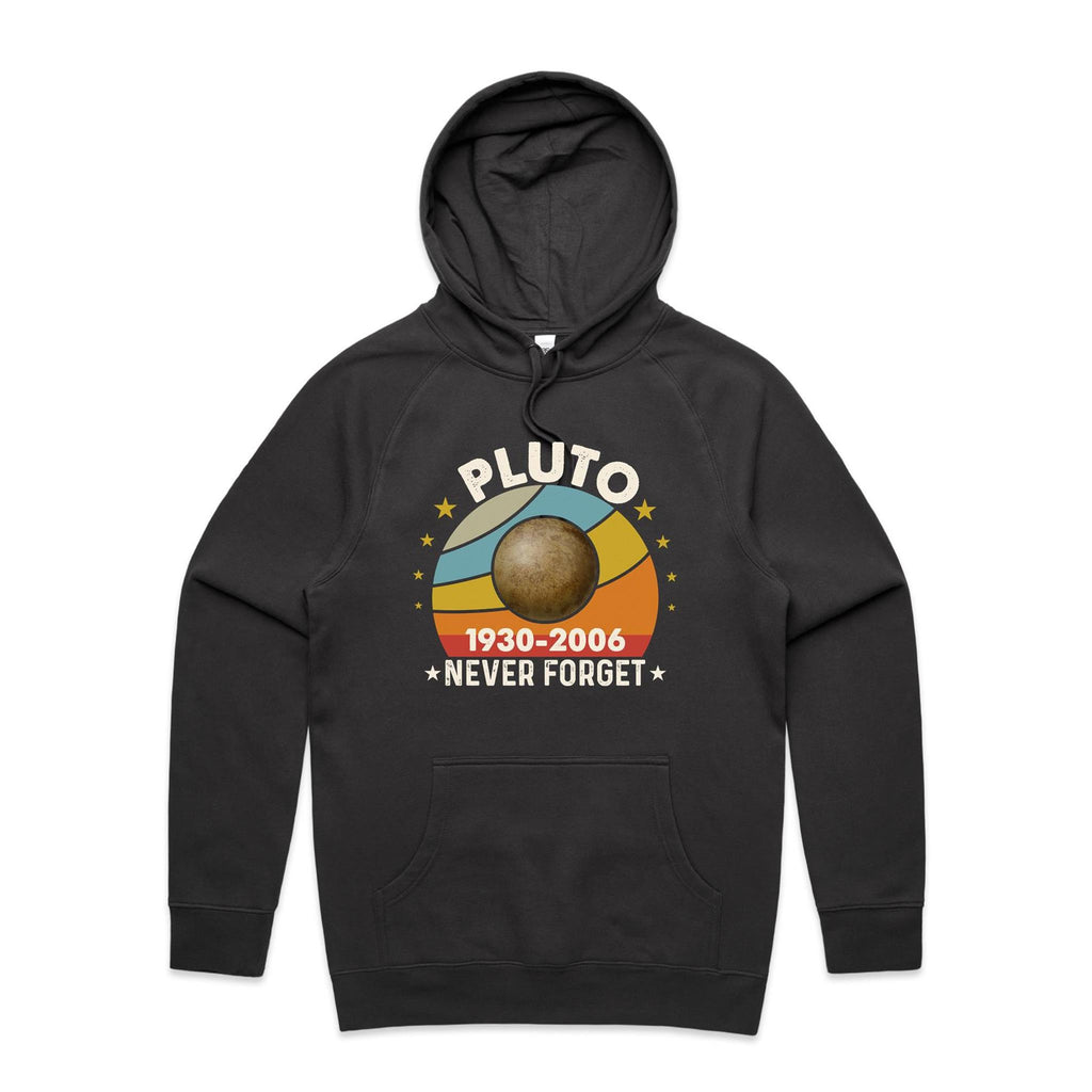 Never Forget Pluto - Mens Hoodie Coal Mens Hoodie Printed In Australia Space