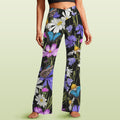 Butterfly Flowers High Waist Crossover Tummy Control Flare Leggings 5XL High Waist Flare Leggings Plants Printed Offshore