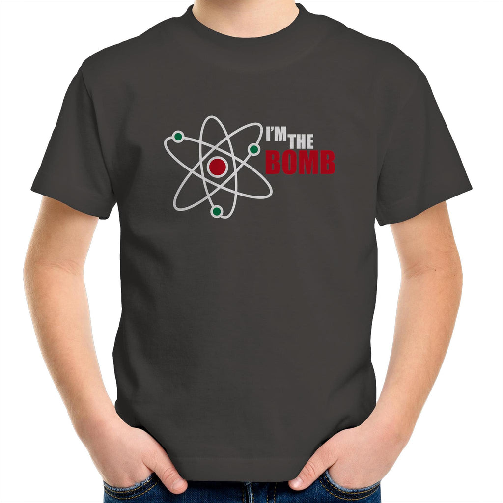 I'm The Bomb, Atom - Kids Youth T-Shirt Charcoal Kids Youth T-shirt Printed In Australia Science