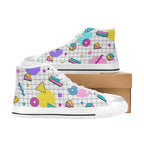 80's Grid Women's High Top Canvas Shoes Womens Classic High Top Shoes Printed Offshore Retro