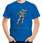 Alien Invasion, We Come In Peace - Kids Youth T-Shirt Bright Royal Kids Youth T-shirt Printed In Australia Sci Fi