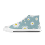 Flowers On Blue - Women's High Top Canvas Shoes
