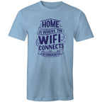 Home Is Where The WIFI Connects Automatically - Mens T-Shirt Carolina Blue Mens T-shirt Printed In Australia Tech