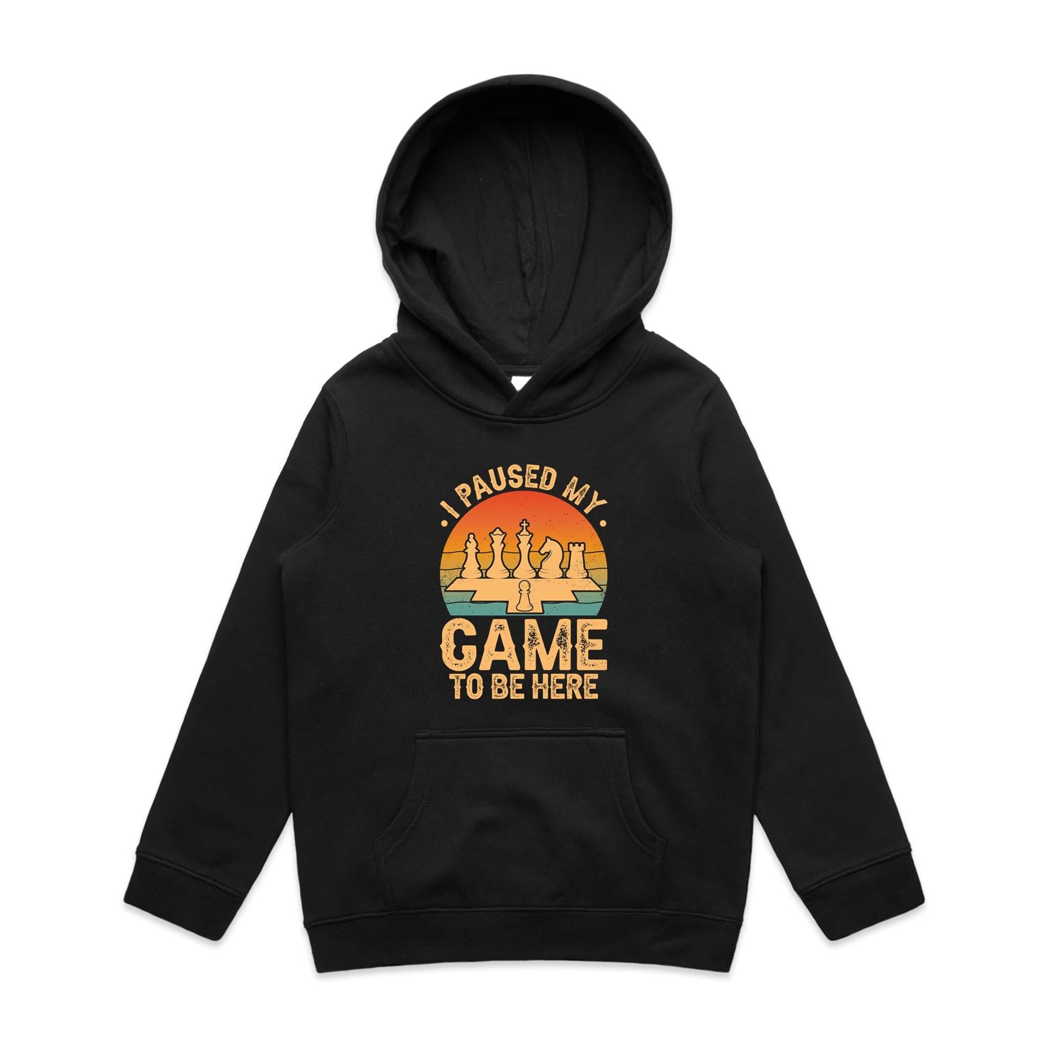 Chess, I Paused My Game To Be Here - Kids Hoodie Black Kids Hoodie Chess Games Printed In Australia