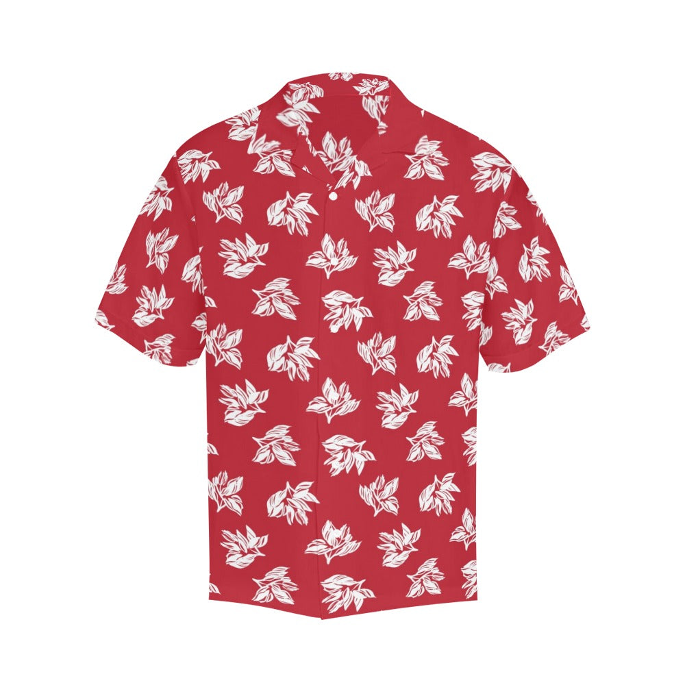 Red Retro Foliage, Hawaiian Flower - Mens Hawaiian Shirt