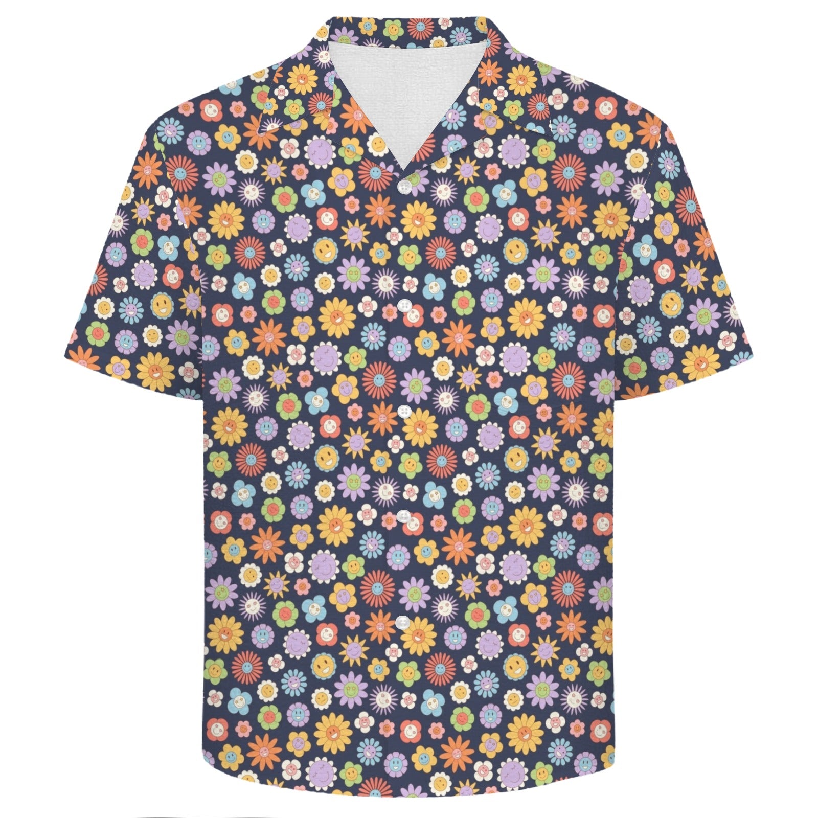 Groovy Flowers Men's Crinkle Hawaiian Shirt