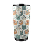 Cute Cat Faces - 20oz Mobile Tumbler with Lid (Black Lock) 20oz Travel Mug animal Printed Offshore