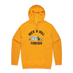 Rock And Roll Forever - Mens Hoodie Gold Mens Hoodie Music Printed In Australia