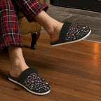 Quavers, Music Notes Men's Fur Trim Thick-Sole Indoor Slippers Men's Fur Trimmed Slippers Music Printed Offshore