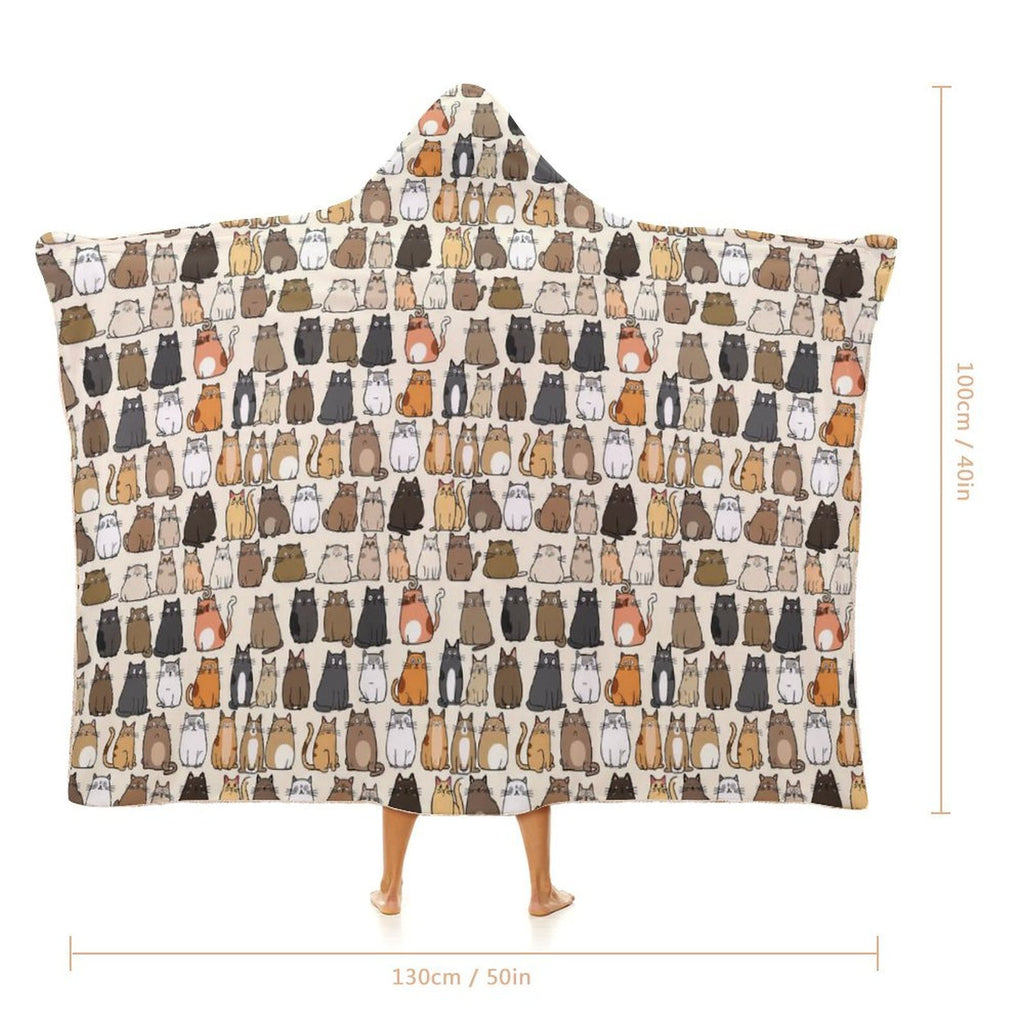 Lots Of Cats Kids Hooded Blanket 100cm x 130cm Kids Hooded Blanket animal Printed Offshore